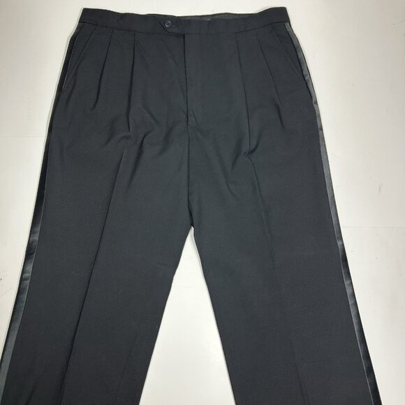 Stafford Mens Tuxedo Dress Pants Tag 38x32 100% New Wool Classic Pleated Front - Picture 2 of 9